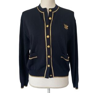 St. John Collection Navy Gold Santana Knit Sweater Small P Old Money Nautical